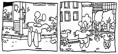 [Kadry z komiksu "Lapinot i marchewki z krainy Patagonii"]